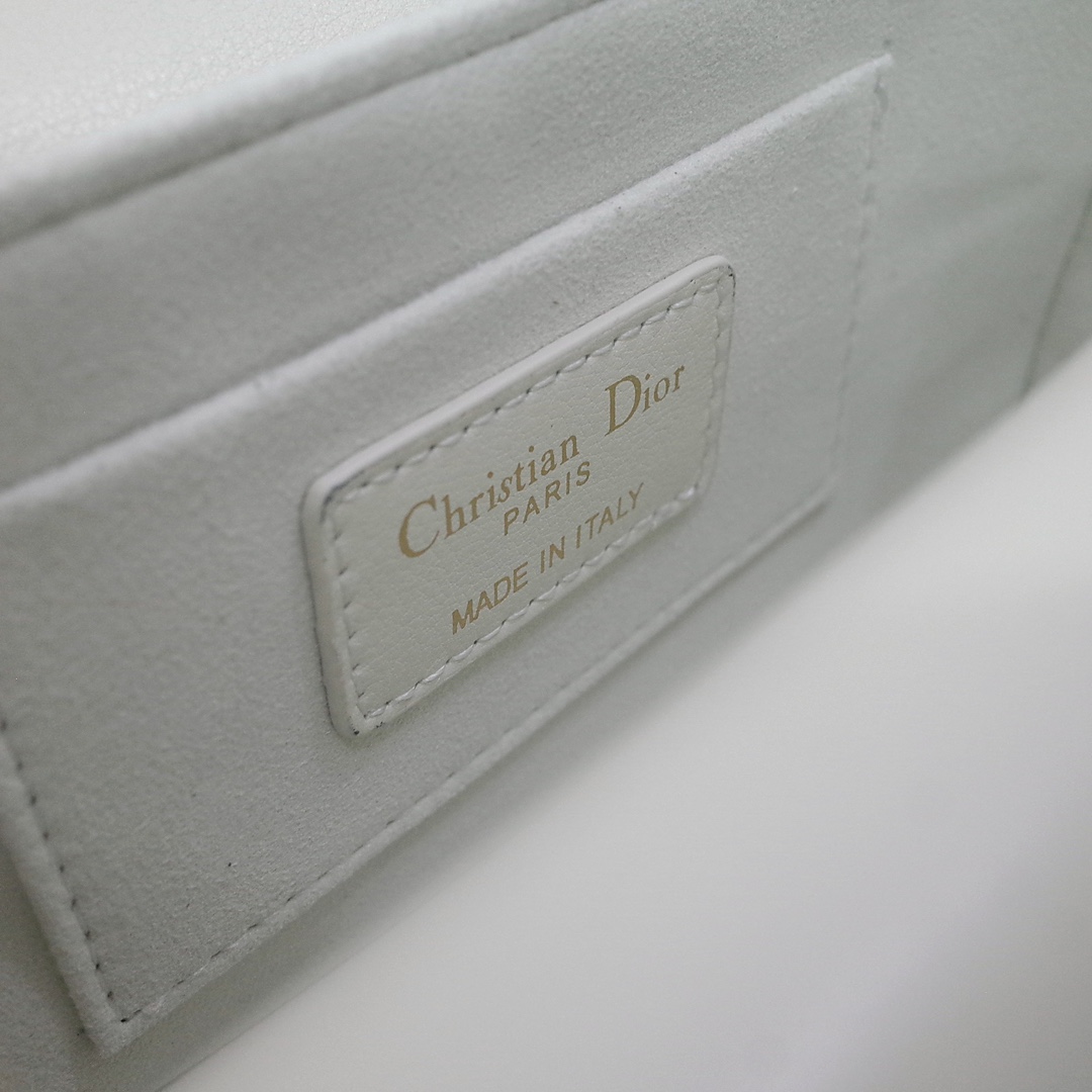 Mini Dior Jolie Top Handle Bag White Cannage Calfskin